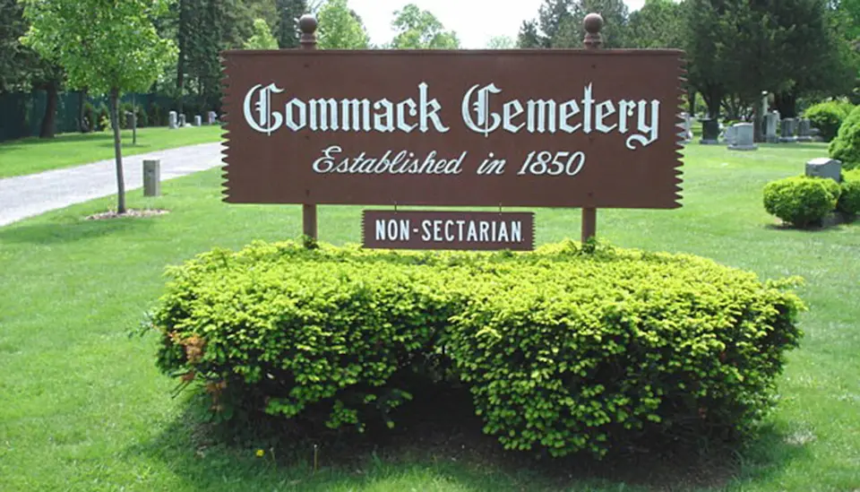 Sign at Entrance of Commack Cemetery Grounds on Long Island, NY